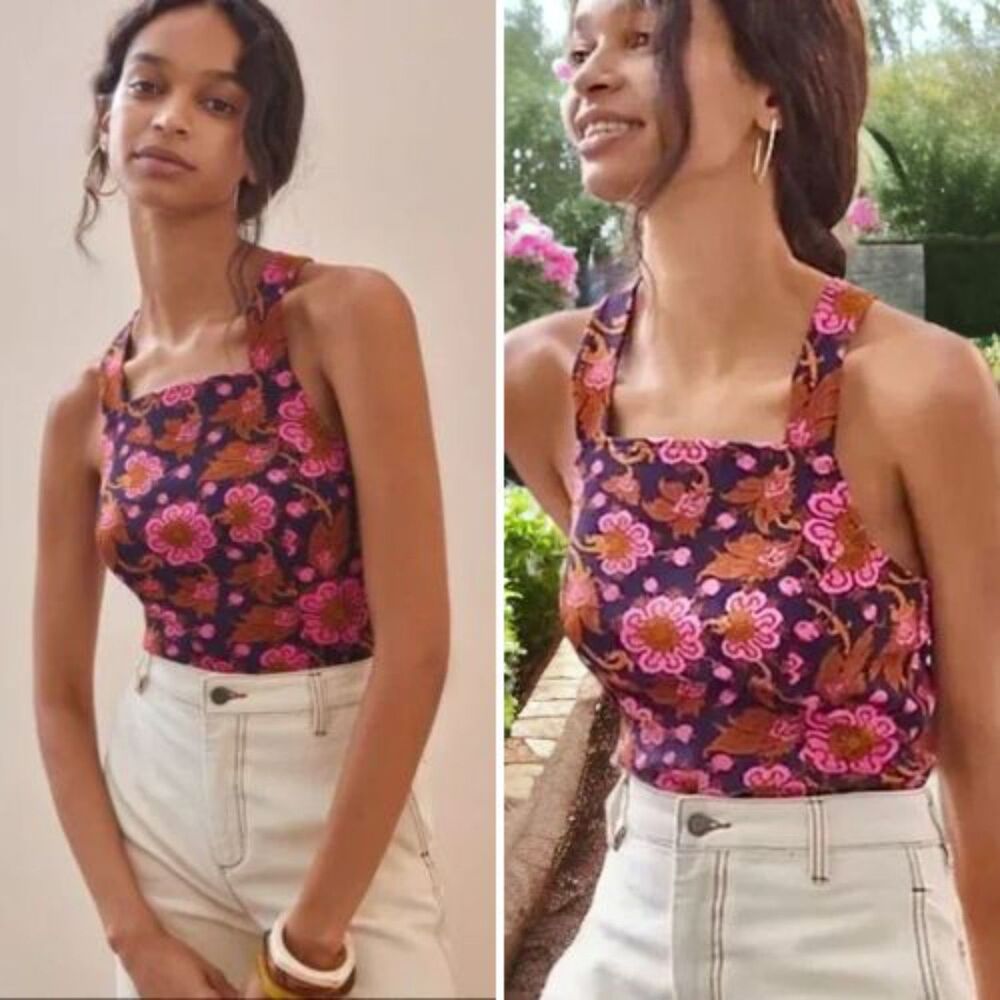 NWT Anthropologie x Porridge Floral Seamed Cross Back Top | M